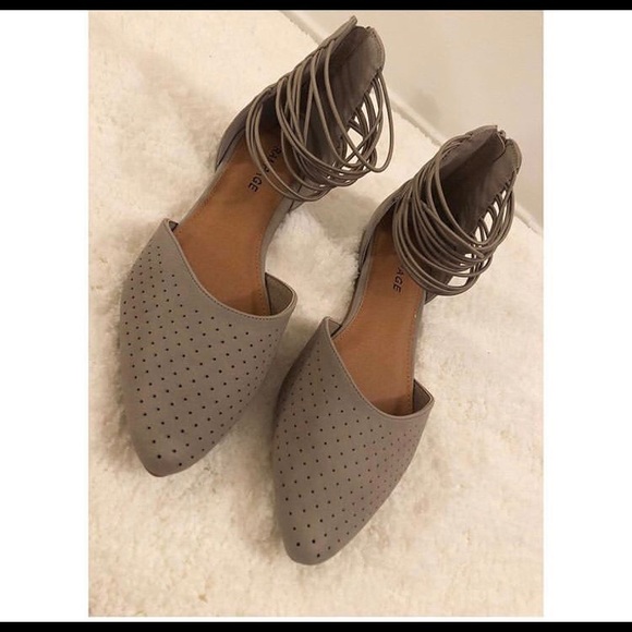 Taupe Flat Zip Up At The Heel Shoes - Picture 2 of 4